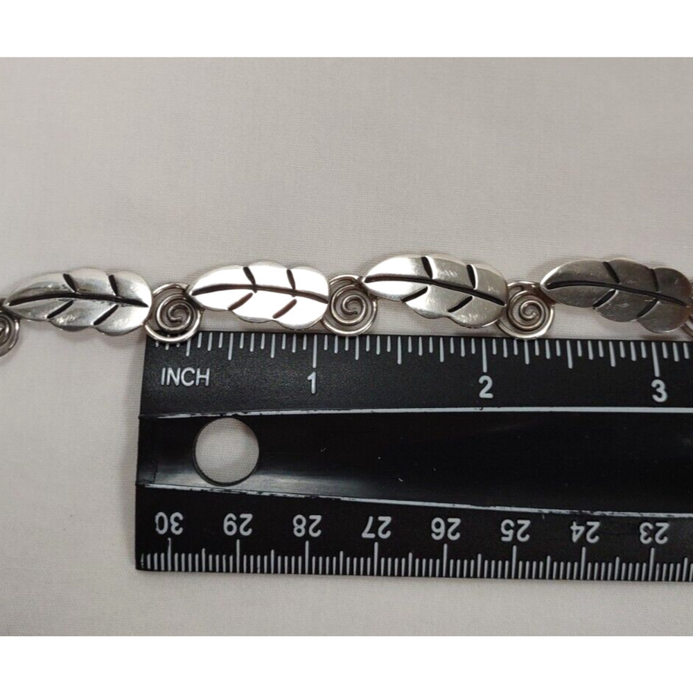Vintage A or R Muñoz Taxco 925 Sterling Silver Leaf Necklace 17” Handmade Mexico - Picture 12 of 16